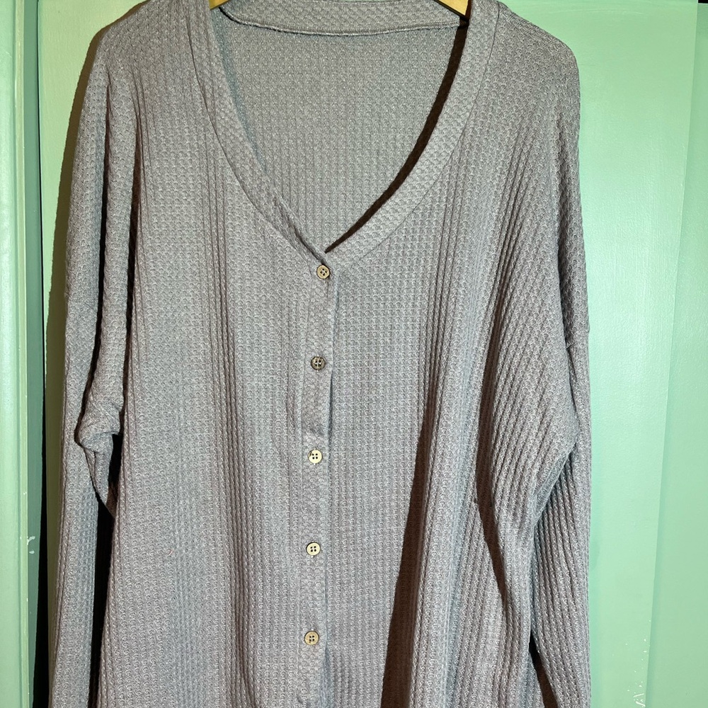 Gray Button-Up Cardigan